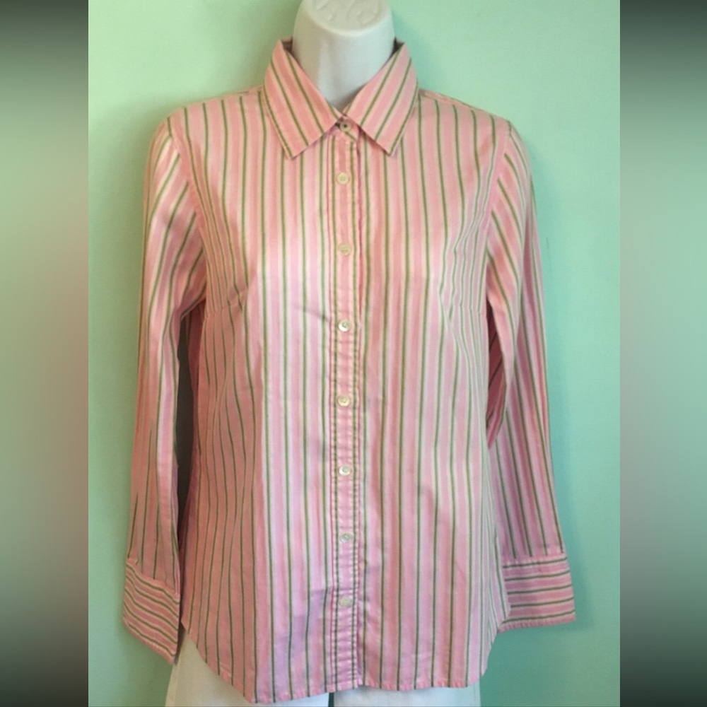 J Crew Pink Stripe Slim Fit Button Down size Small